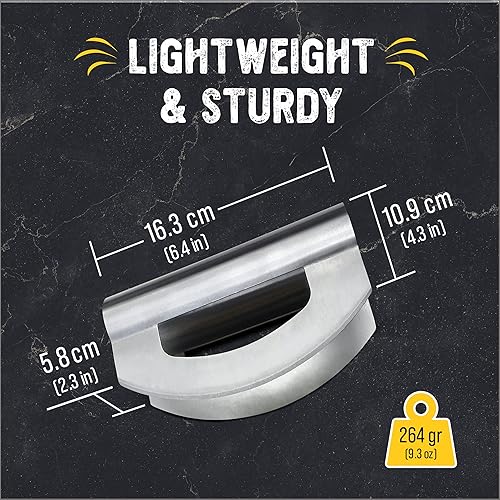 Miniatura 8 de Checkered Chef Salad Chopper Tool, Mezzaluna Knife Stainless Steel Vegetable Rocker