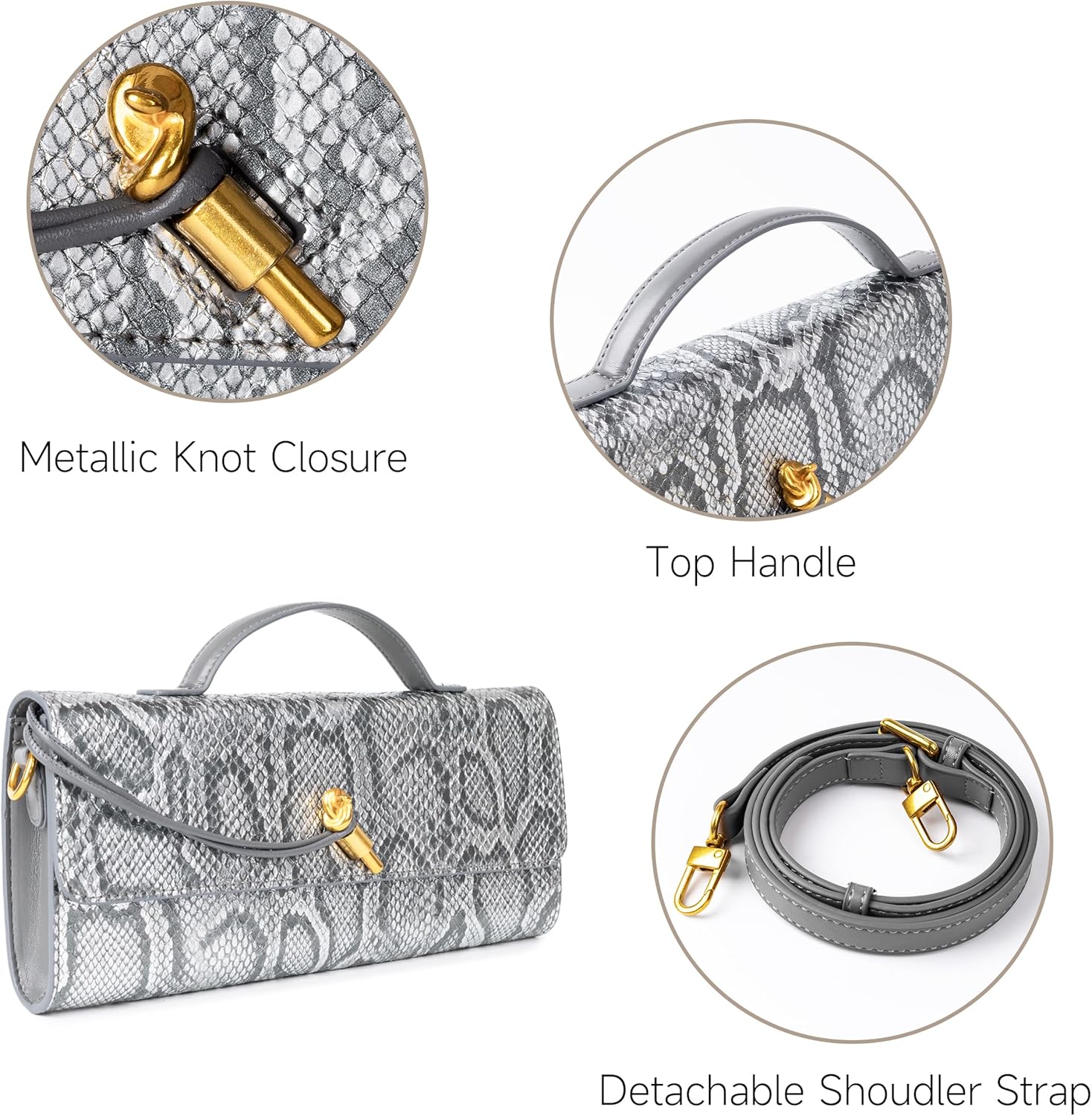 Joryin Evening Bag for Women Evening Clutch Shoulder Bag Crossbody Bag Top Handle Handbags Formal Silver Evening Purse - Image 6