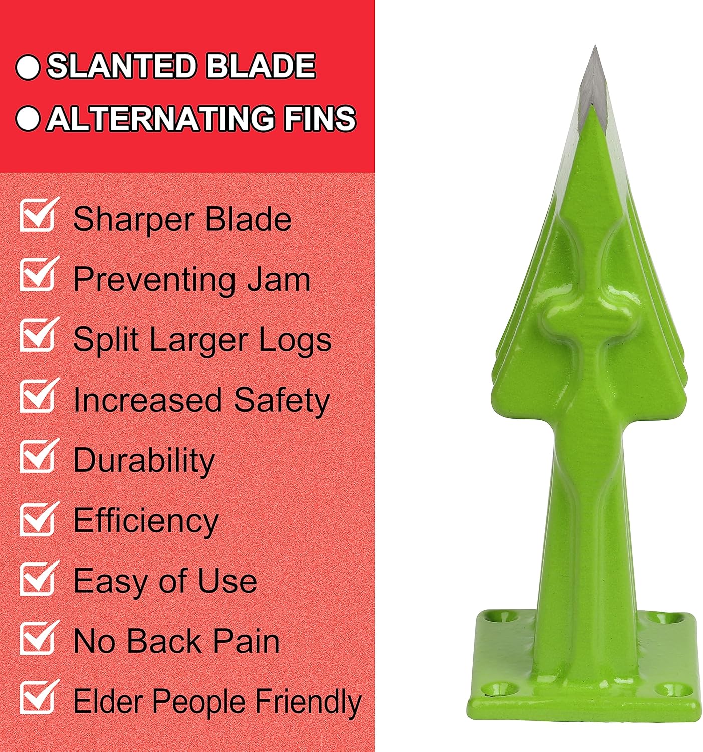 SPEED FORCE Firewood Kindling Log Wood Splitter – No Axe! Wedge Point Splits Firewood, 3 Inch Green with Safety Cover