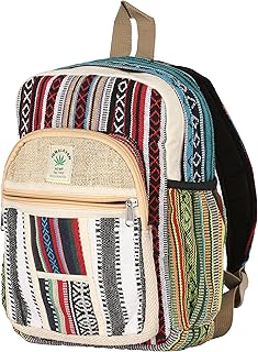 Small 13" Cotton stripe hemp backpack, hippie backpack, himalayan backpack, macboook 13" backpack, hippie backpack, trekking backpack, traveling backpack, nepali backpack (SMALL 13")
