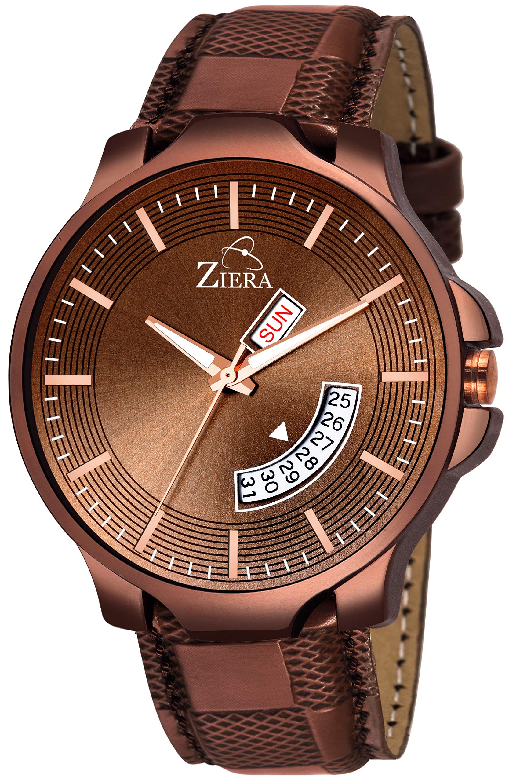 ZIERA ZR956 Brown Leather Strap Day & Date Watch - for Men (B07PGQ55HC) Amazon Price History, Amazon Price Tracker