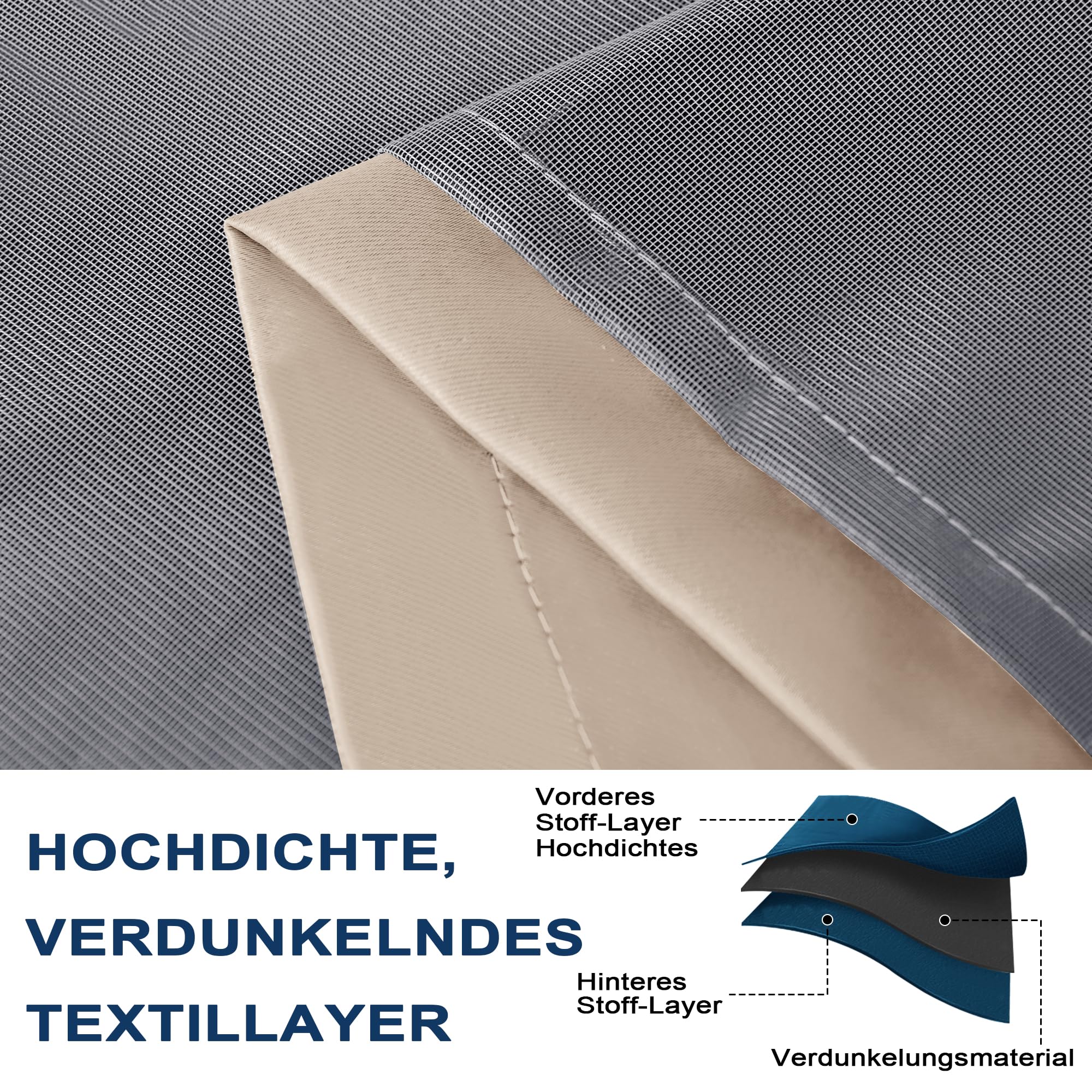 XWZO Lot de 2 rideaux 100 % opaques pour salon, avec galon fronceur, rideaux pour chambre à coucher, double épaisseur occultants, thermiques, protection contre le froid, 245 x 140 cm (H x l) - Crème
