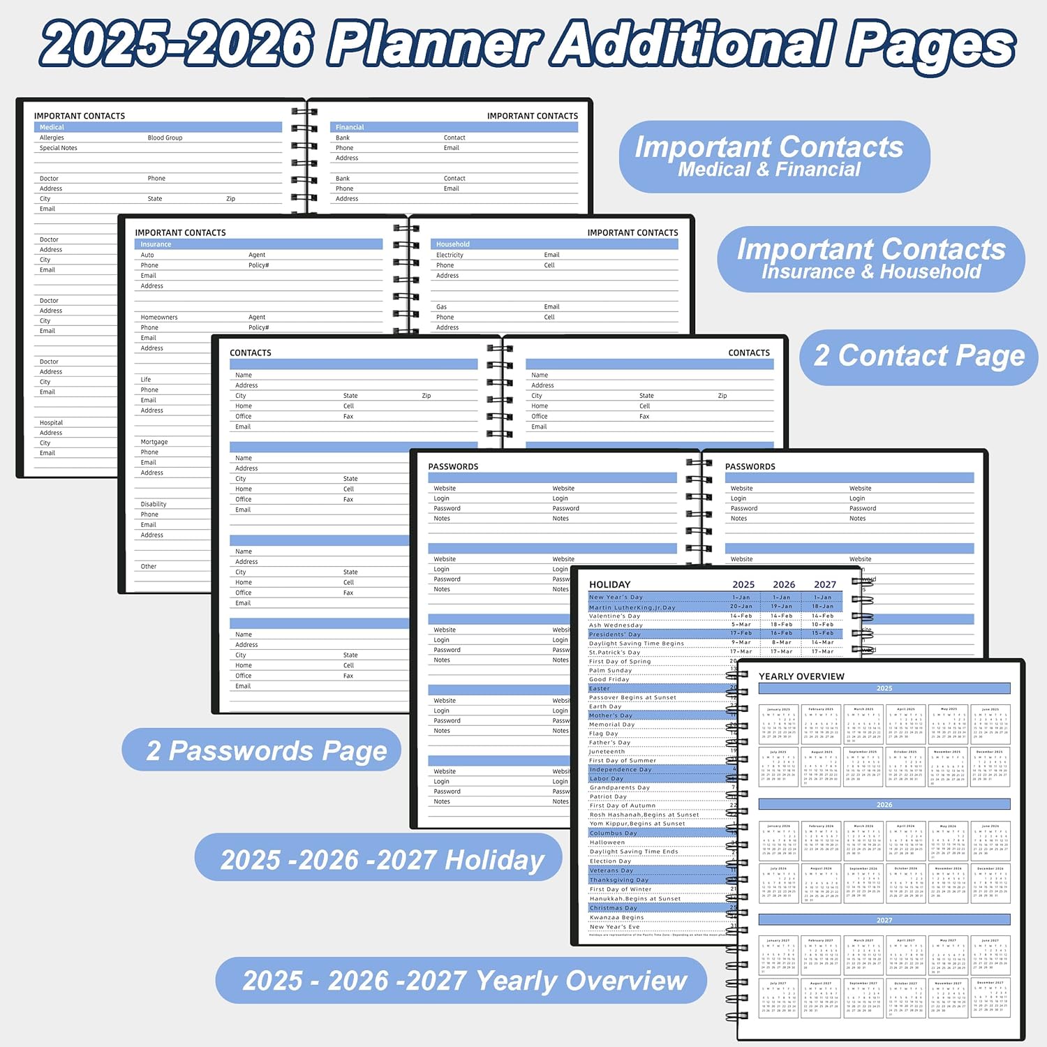 Monthly Planner 2026 (7.4'' x 9.6''), Jul 2025-Dec 2026, 18 Months Calendar Academic Planner, Agenda with Bookmark & Pocket, Perfect for School & Work, 120GSM Paper, Black