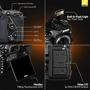 Nikon D7500 DX-Format DSLR Camera with AF-S DX NIKKOR 18-140mm f/3.5-5.6G ED VR Lens, Bundle with 32GB Memory Card, Bag, Filter Kit