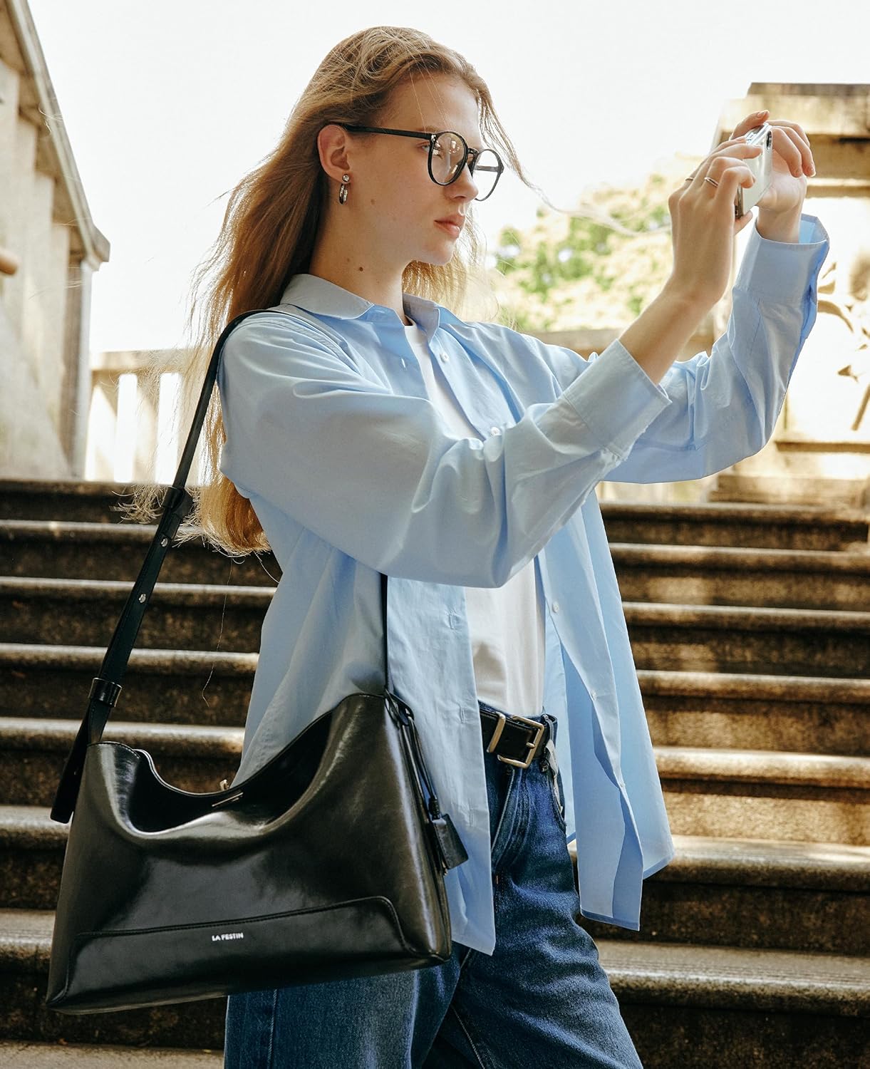 LA'FESTIN LAFESTIN Shoulder Bag for Women Genuine Leather Crossbody Bags Trendy Purse With Adjustable Strap for Daily Use - Image 2