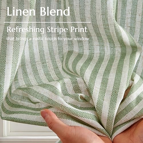 Miniatura 6 de jinchan - Cortinas de cocina de lino de 36 pulgadas de largo, a rayas finas, de media altura, pequeñas, para sala de estar, baño, café, estilo de