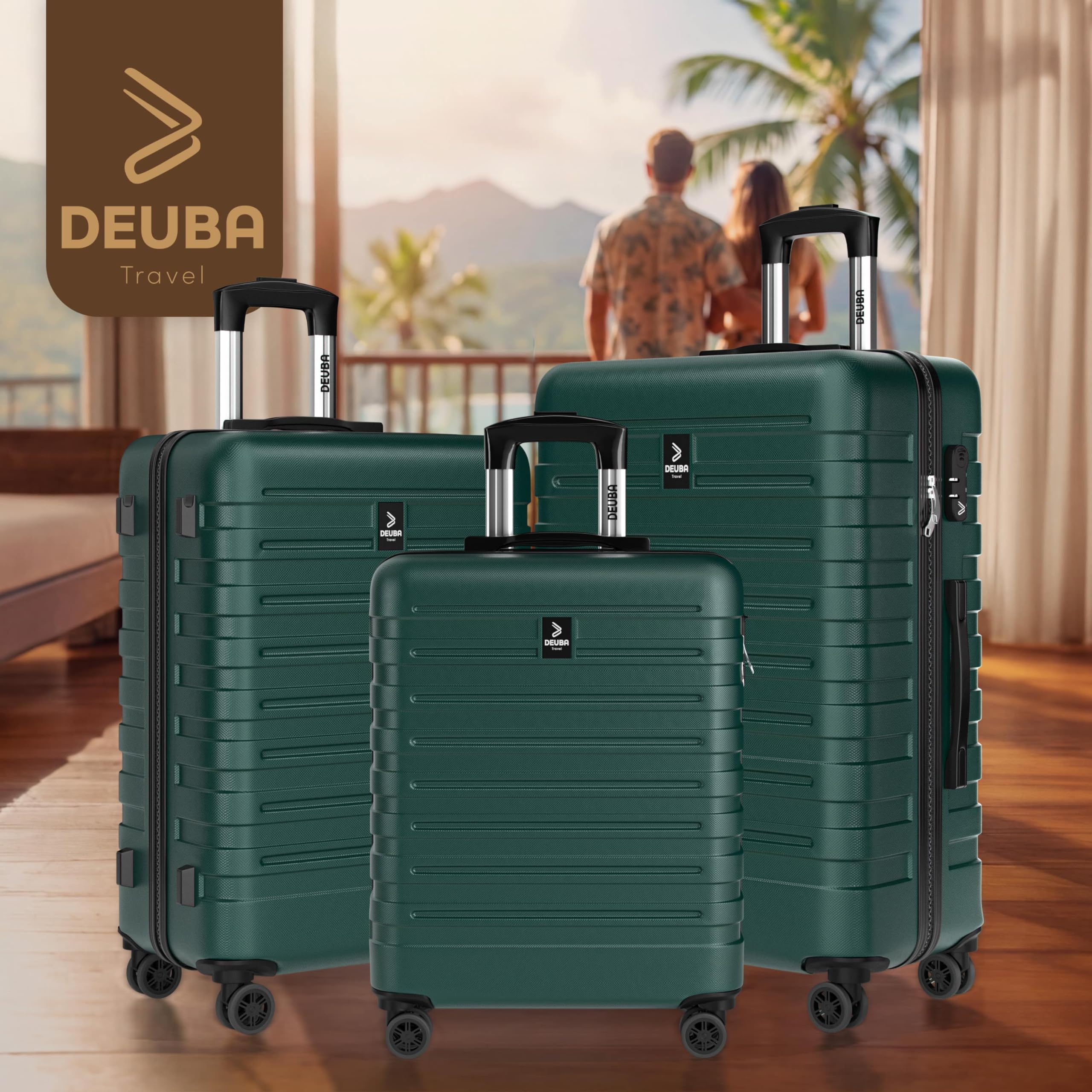 Deuba TRAVEL Set di Valigie Rigide 3 Pezzi M/L/XL con Valigia Rigida da Viaggio Grande con Rotelle a 360° Bagaglio a Mano Trolley in Materiale ABS