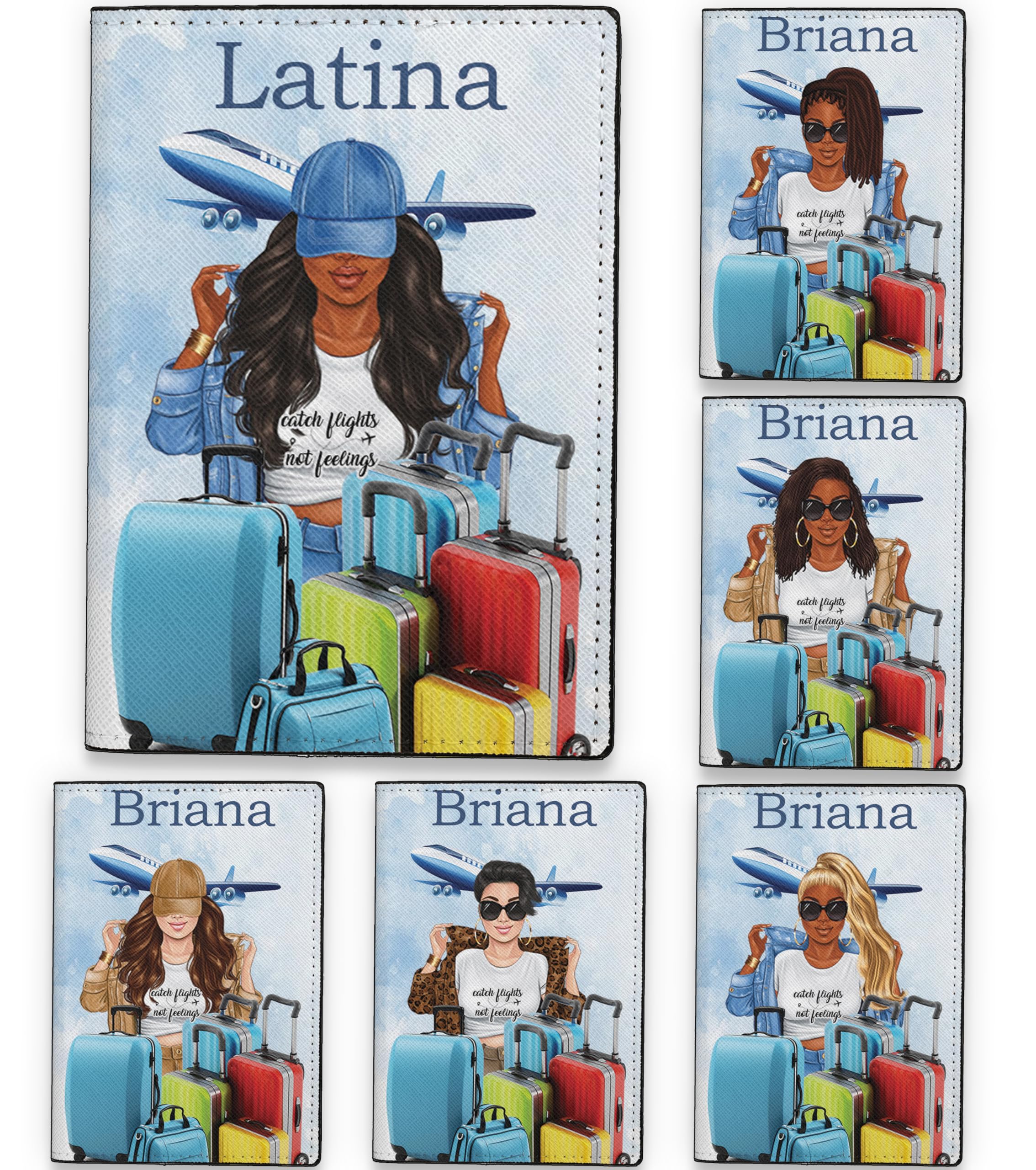 Personalized Name Girl with Plane Leather Passport Wallet Fun Unique Gift for Traveler Custom Travel Accessory Passport Holder Gift for Girl Traveling