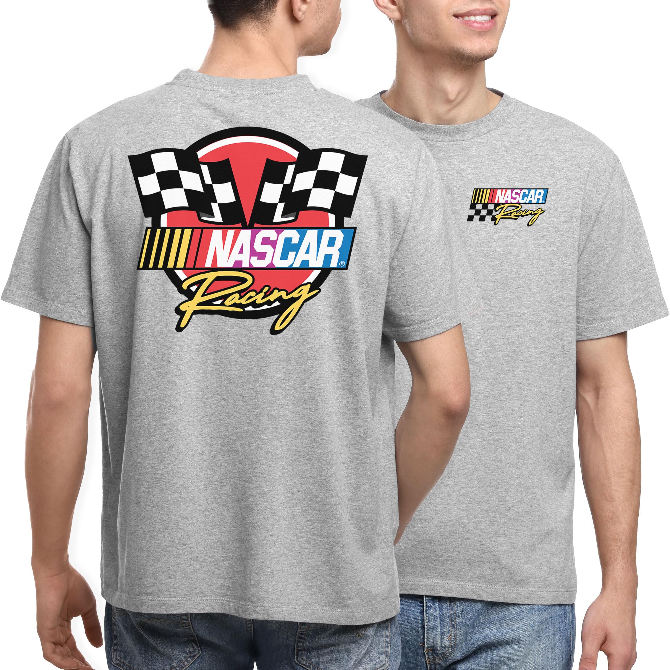Junk Food NASCAR Racing Logo - Front and Back Unisex Adult NASCAR Fan T-Shirt for Men & Women