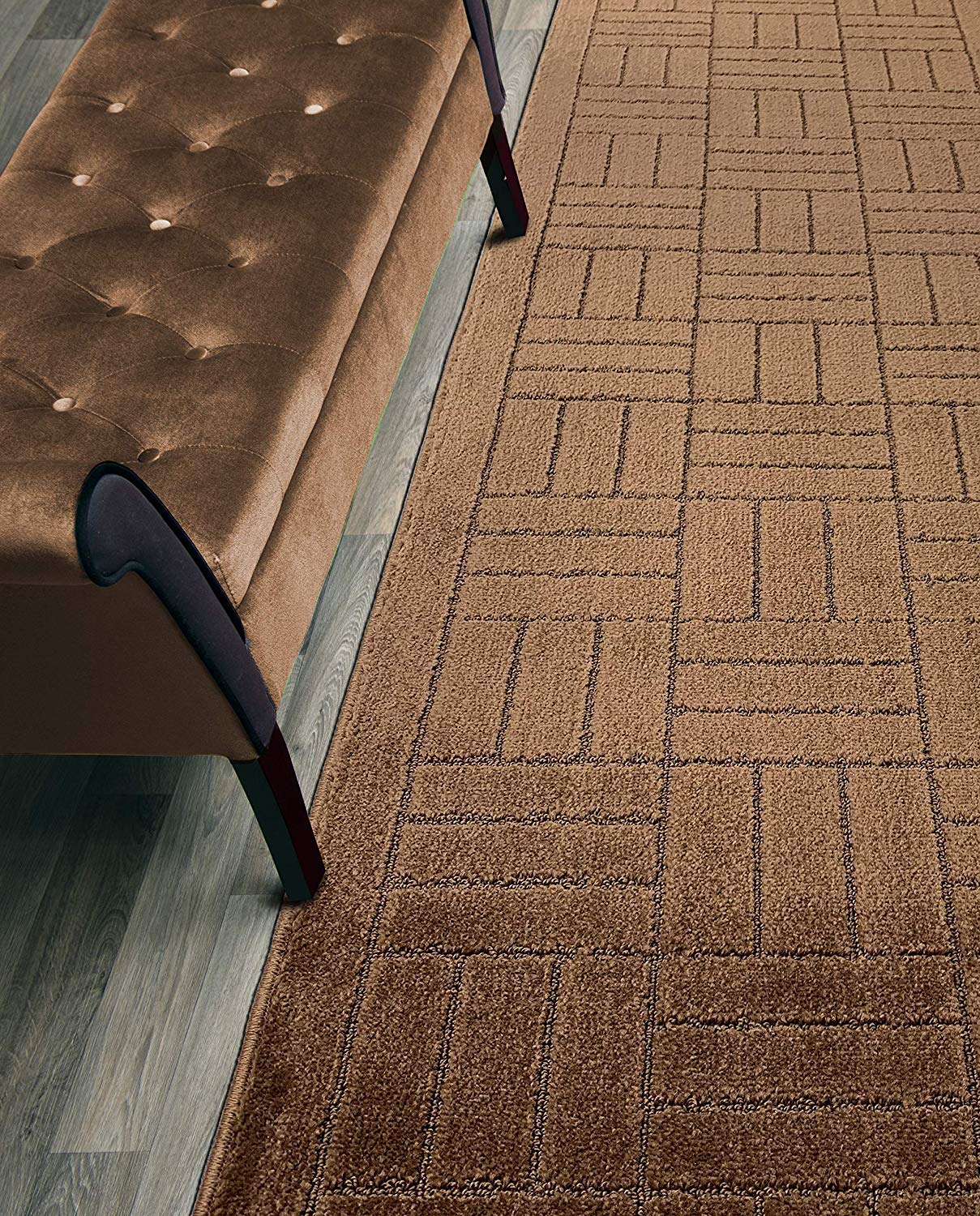 ORFA HOME Custom Length Hallway Runner Rug,Slip Resistant,Bricks Brown, 26 Inch X 14 feet, Sold and Priced Per Foot