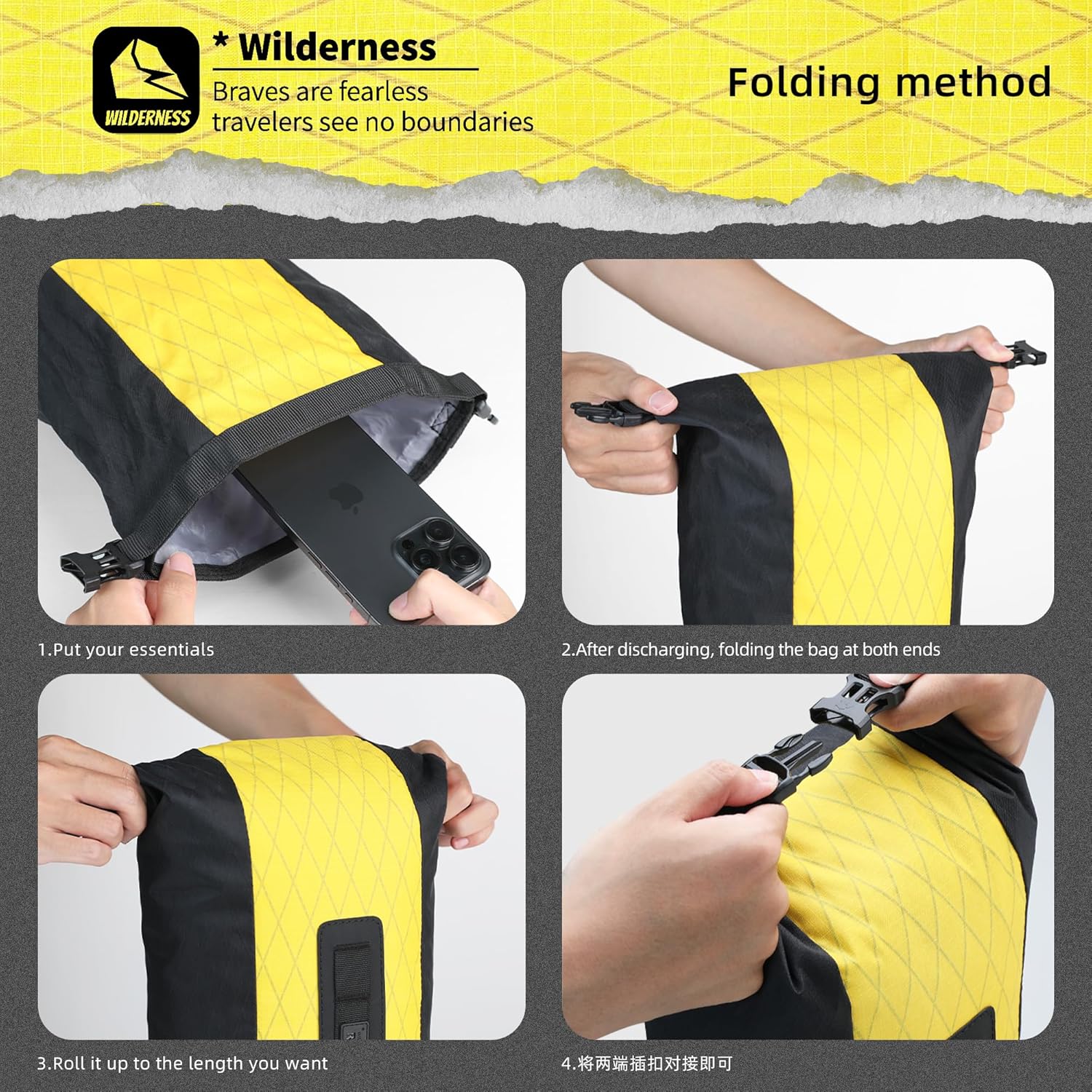 Rhinowalk Bike Fork Bag 6.5L Waterproof Bicycle Storage Bag with Roll-Top Closure, Versatile Mounting for Front Forks with or without Mounting Holes Cycling Gear for Road, Gravel, MTB (Black)