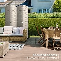 Vista 4 de Sorbus Divisor de habitación de 4 paneles de 6 pies de alto, pantalla de privacidad, paneles dobles extra anchos con bisagras, diseño de malla Beige