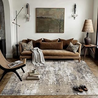 PureCozy Brown Area Rug 4x6 Modern Abstract
