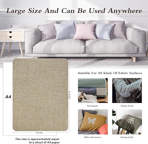 Vista 423 de Parches de reparación de lino grueso, parches de tela de lino autoadhesivos, 8 x 11 pulgadas, 2 unidades, multicolor, se pueden utilizar