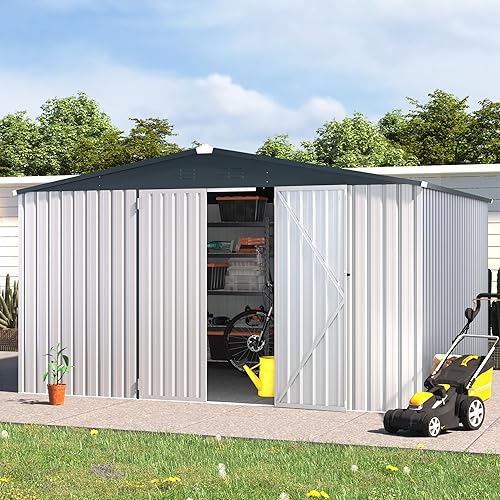 Vista 35 de AECOJOY Cobertizo de 5 x 3 pies, pequeños cobertizos de metal y espacio de almacenamiento al aire libre de 3 x 5 pies, pequeño cobertizo de metal