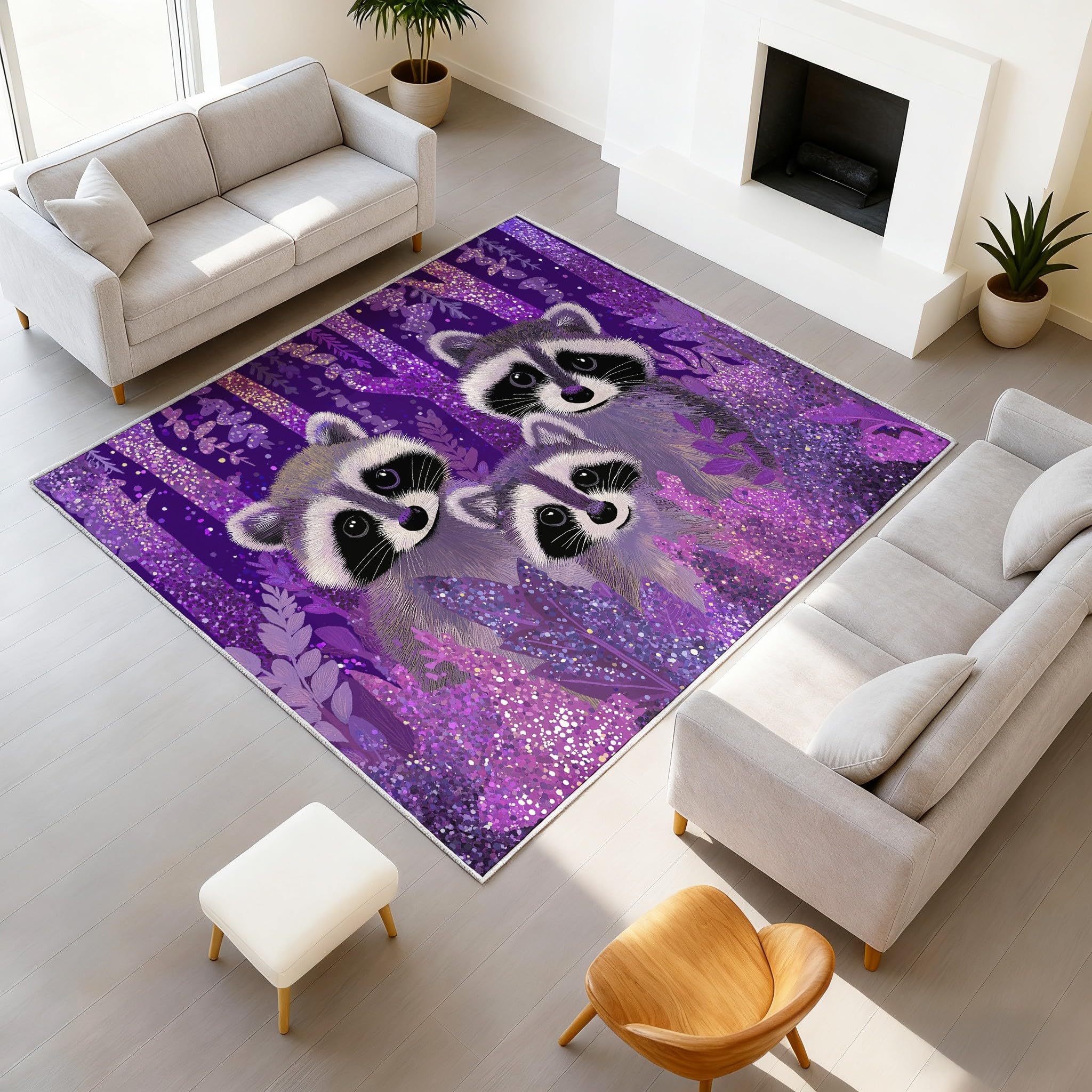 Tapis esthétique féerique forêt violette pour une chambre enchantée
