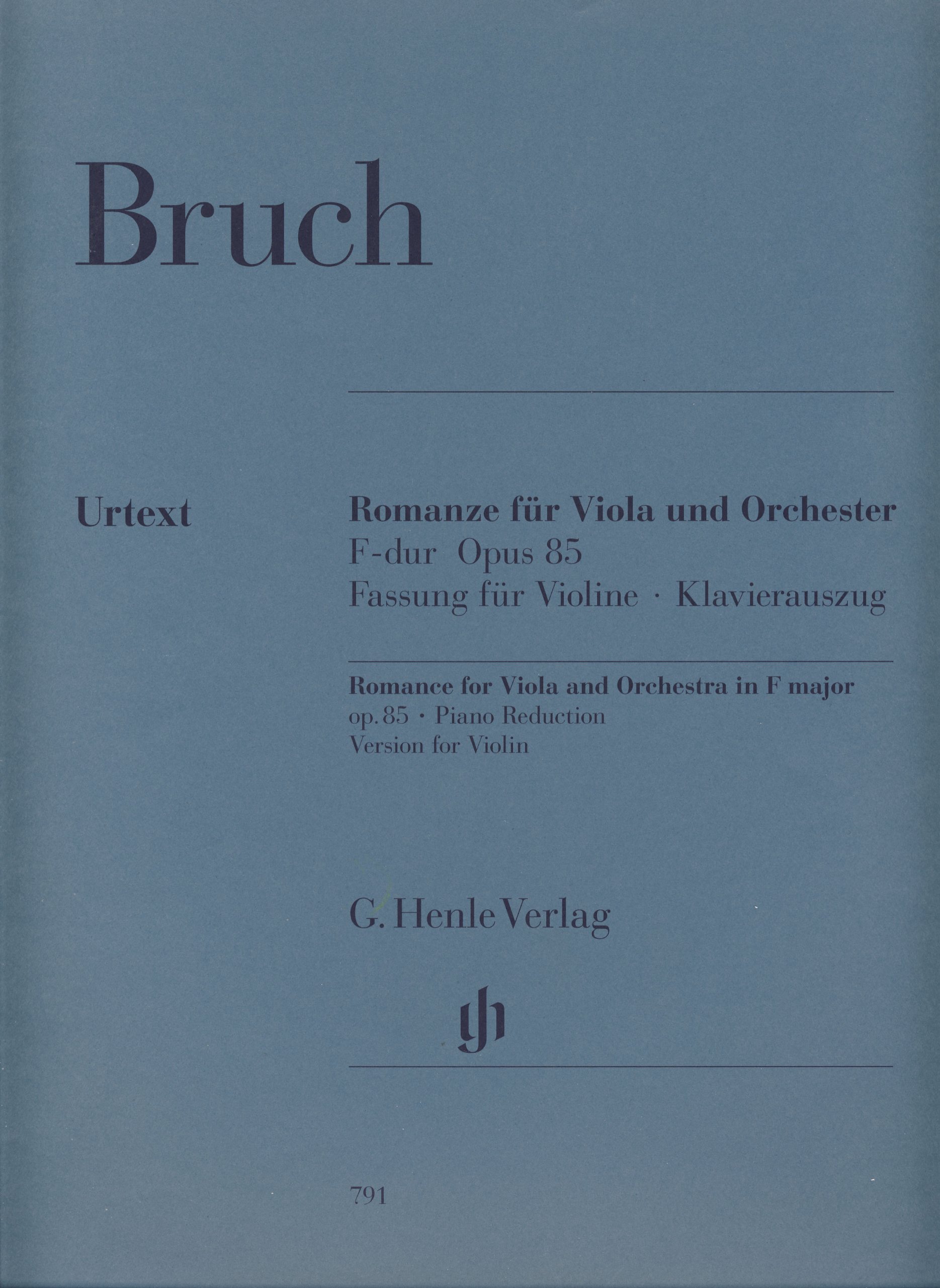 Bruch: Romance in F Major, Op. 85 (Violin Version) (Solo Part with Piano Reduction)