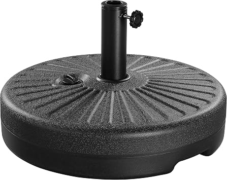 Yaheetech 85.7lbs Capacity Fillable Round Umbrella Base, Black | Patio Outdoor Umbrella Stand with Steel Umbrella Holder Water & Sand Filled for Backyard, Poolside, Deck, Garden