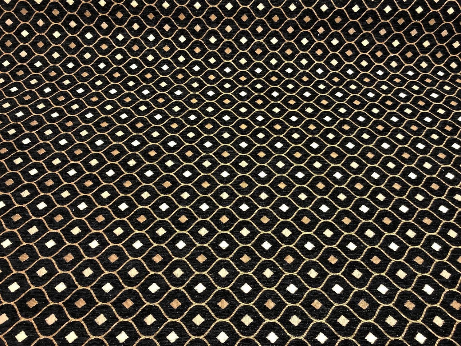 Black Gold Diamond Fabric Chenìlle Upholstery Fabric by The Yard