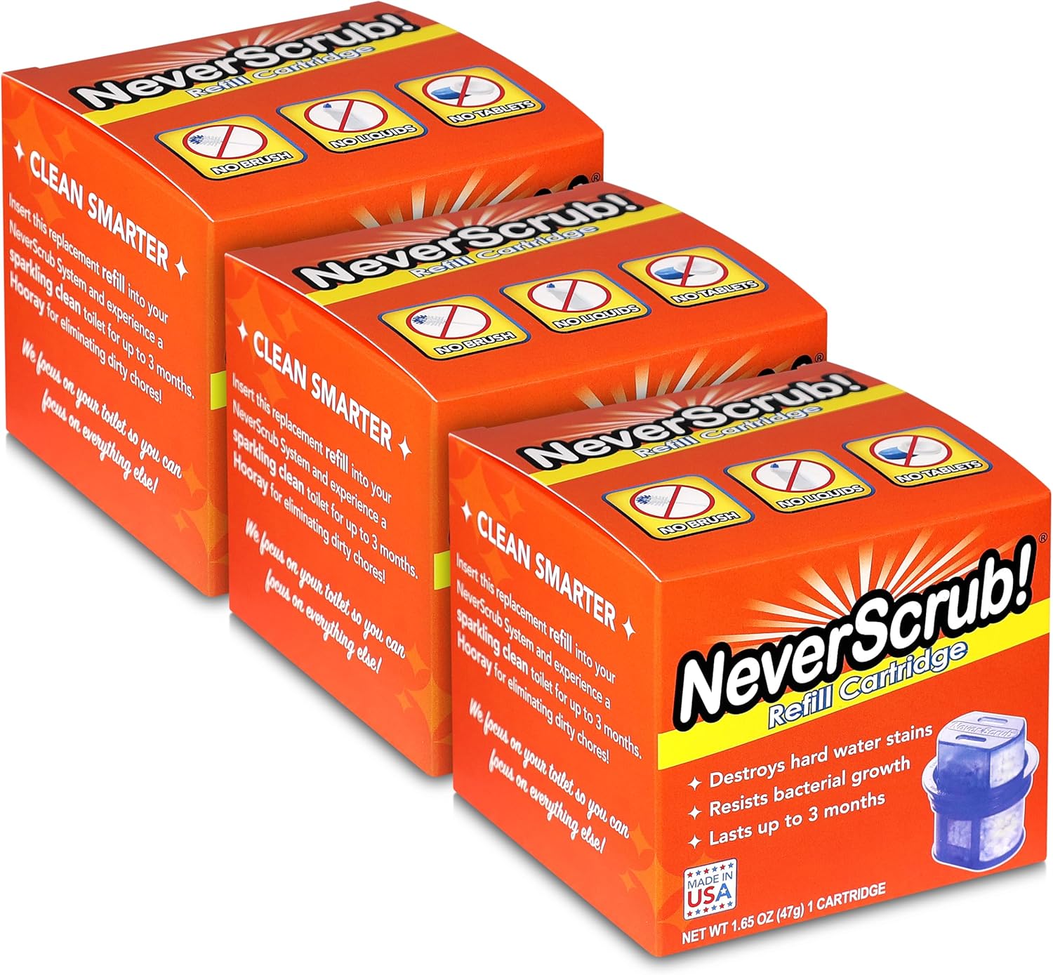 Self Cleaning Toilet System - Automatic Toilet Bowl Cleaner with Starter Cartridge, Lasts Up 3 Months Continuous Cleaning + 3 Refill Cartridges