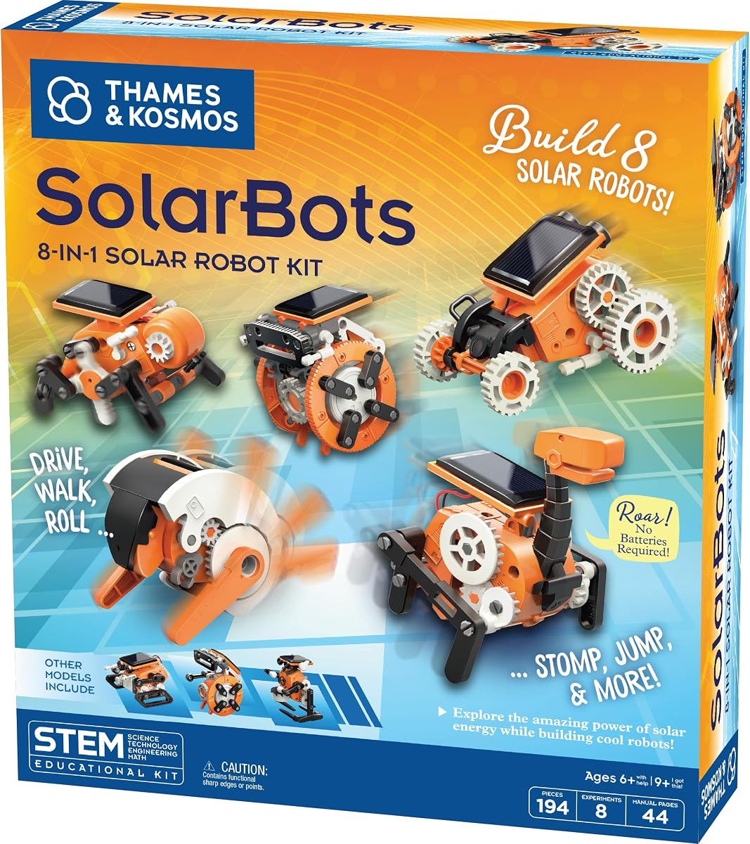Thames & Kosmos SolarBots: 8-in-1 Solar Robot STEM Experiment Kit | Build 8 Cool Solar-Powered Robots in Minutes | No Batteries Required | Learn About Solar Energy & Technology | Solar Panel Included