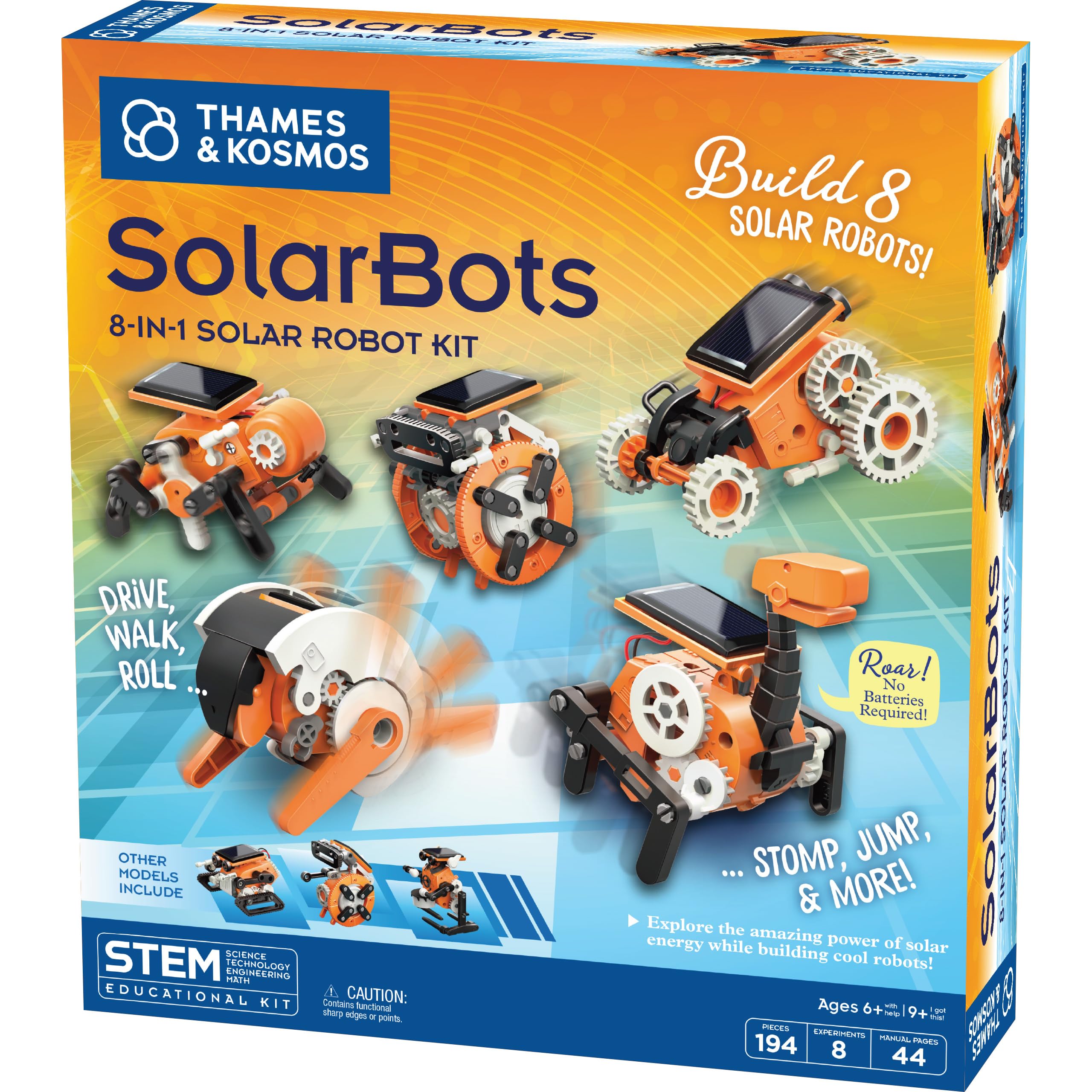SolarBots: 8-in-1 Solar Robot STEM Experiment Kit | Build 8 Cool Solar-Powered Robots in Minutes | No Batteries Required | Learn About Solar Energy & Technology | Solar Panel Included