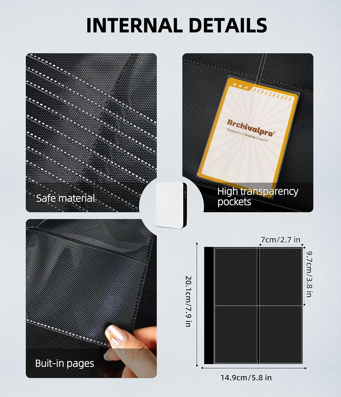 Trading Card Binder 4 Pocket 160 Cards White - Premium Ringless Side Loading Album for Sports TCG Gaming Cards
