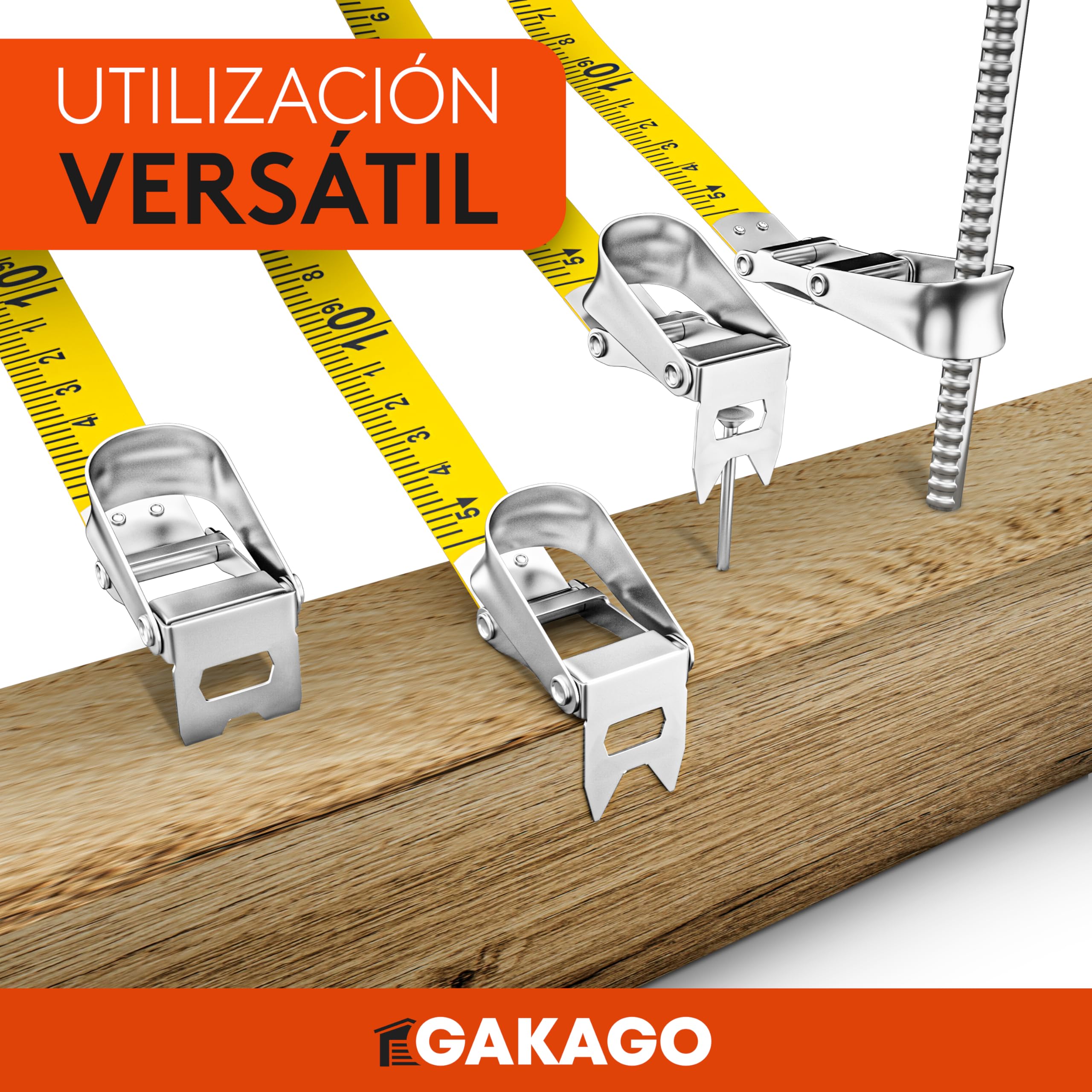 Gakago cinta métrica 100m - Métrica enrollable 3 pliegues - Palanca plegado - Mango ergonómico antideslizante - Rollo punta marcadora