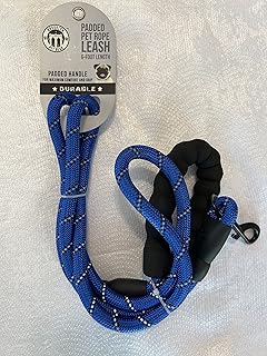 Padded Pet Rope Leash 6 Foot Length (Royal Blue)
