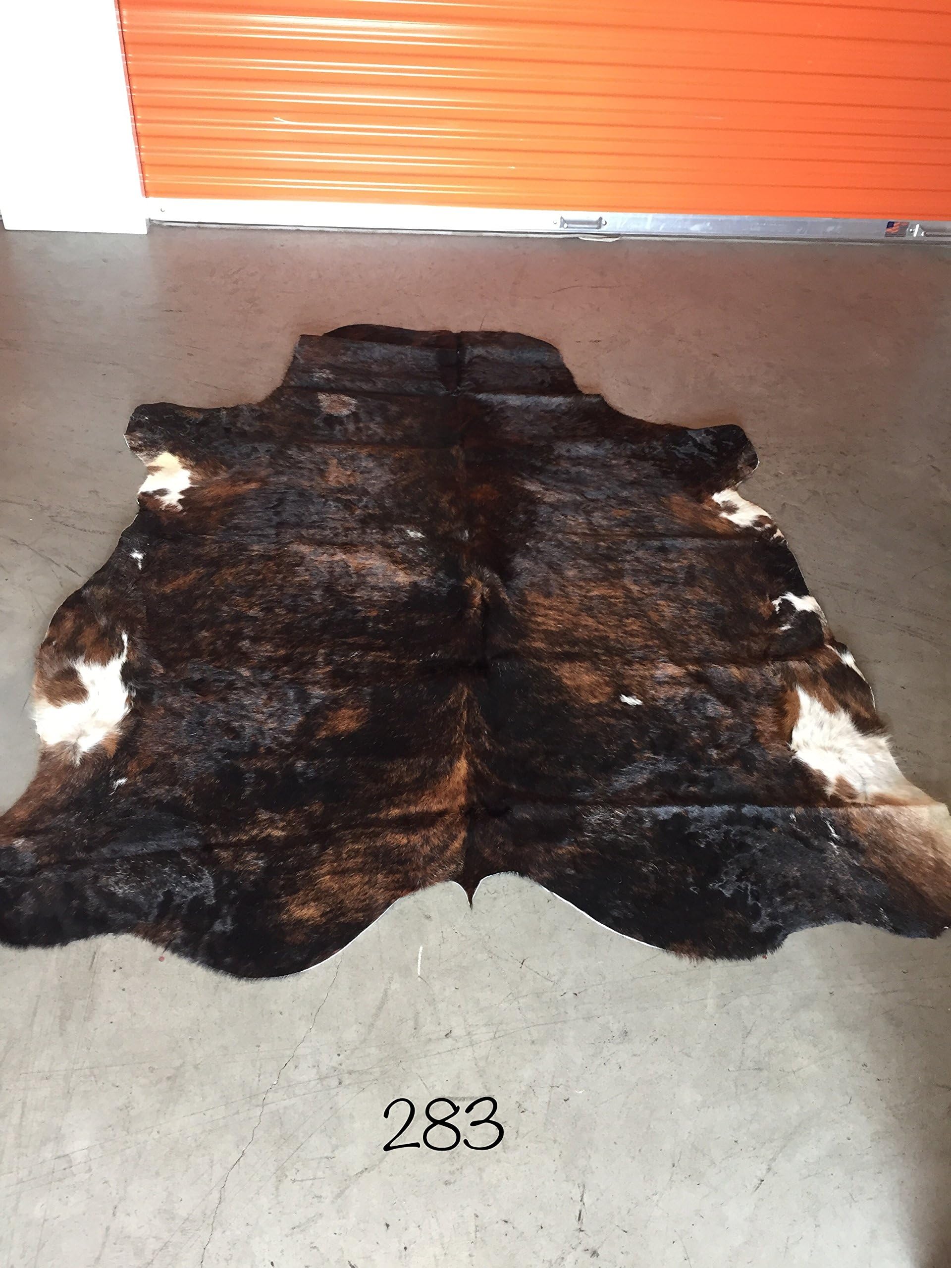 Vanhides Cowhide Rug Leather Area Carpet Premium Cow Skin (6x5, Brindle+Exotic)
