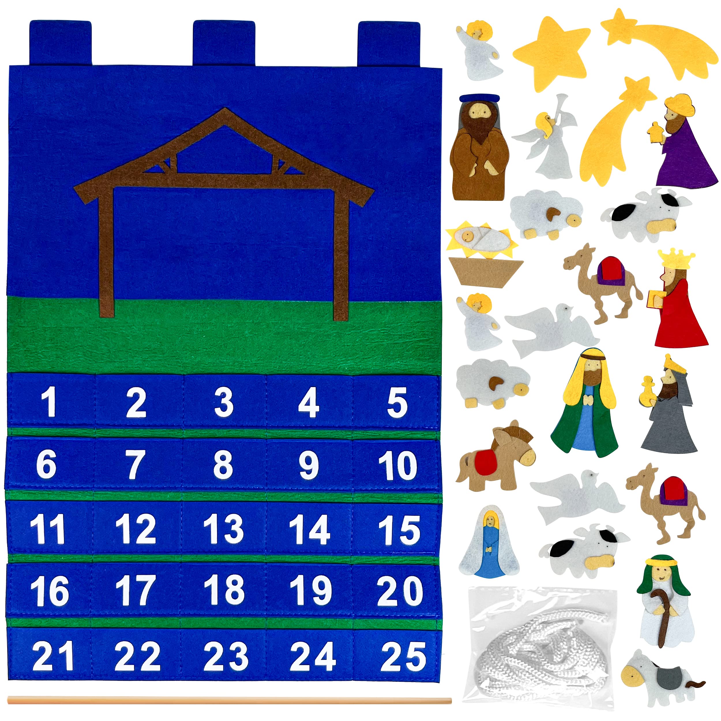 Countdown bis Weihnachten Religiöse Krippe Adventskalender für den Einsatz zu Hause, in der Schule, im Klassenzimmer, Büro zur Verwendung an Tür oder Wand mit 25 abnehmbaren Teilen für viele