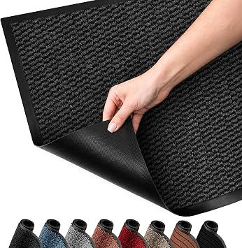 SG Traders Washable Door Mats- Non-Slip Rubber Backed Doormats Indoor & Outdoor - Highly Absorbent Door Mats, Floor Mat, Kitchen Mat, Perfect Dust Grabbing Doormats Dirt Trapper 40x60cm-Anthracite