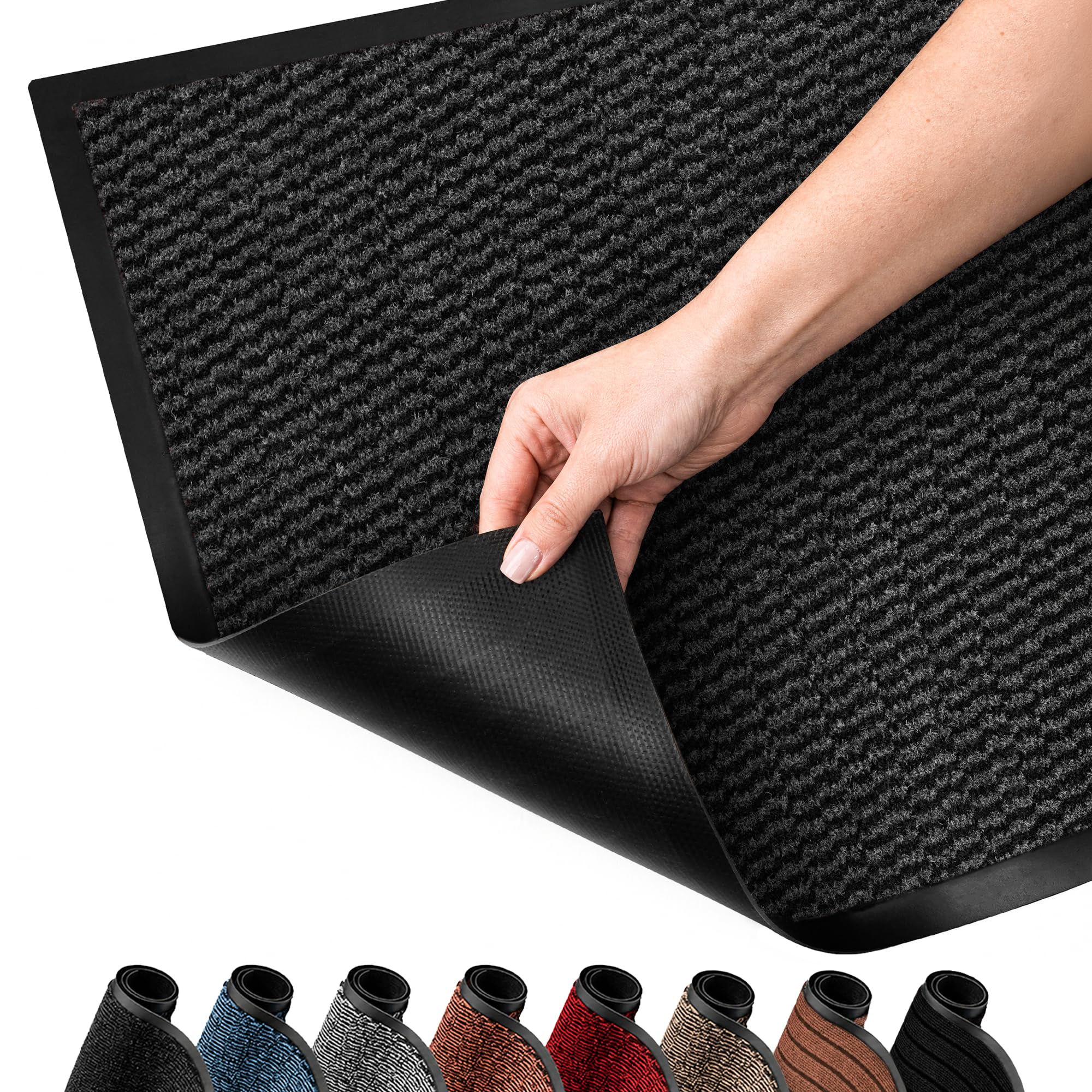 SG Traders Zerbino lavabile, con retro in gomma antiscivolo, per interni ed esterni, altamente assorbente, tappetino da cucina, perfetto per afferrare la polvere e lo sporco (60 x 120 cm, antracite)