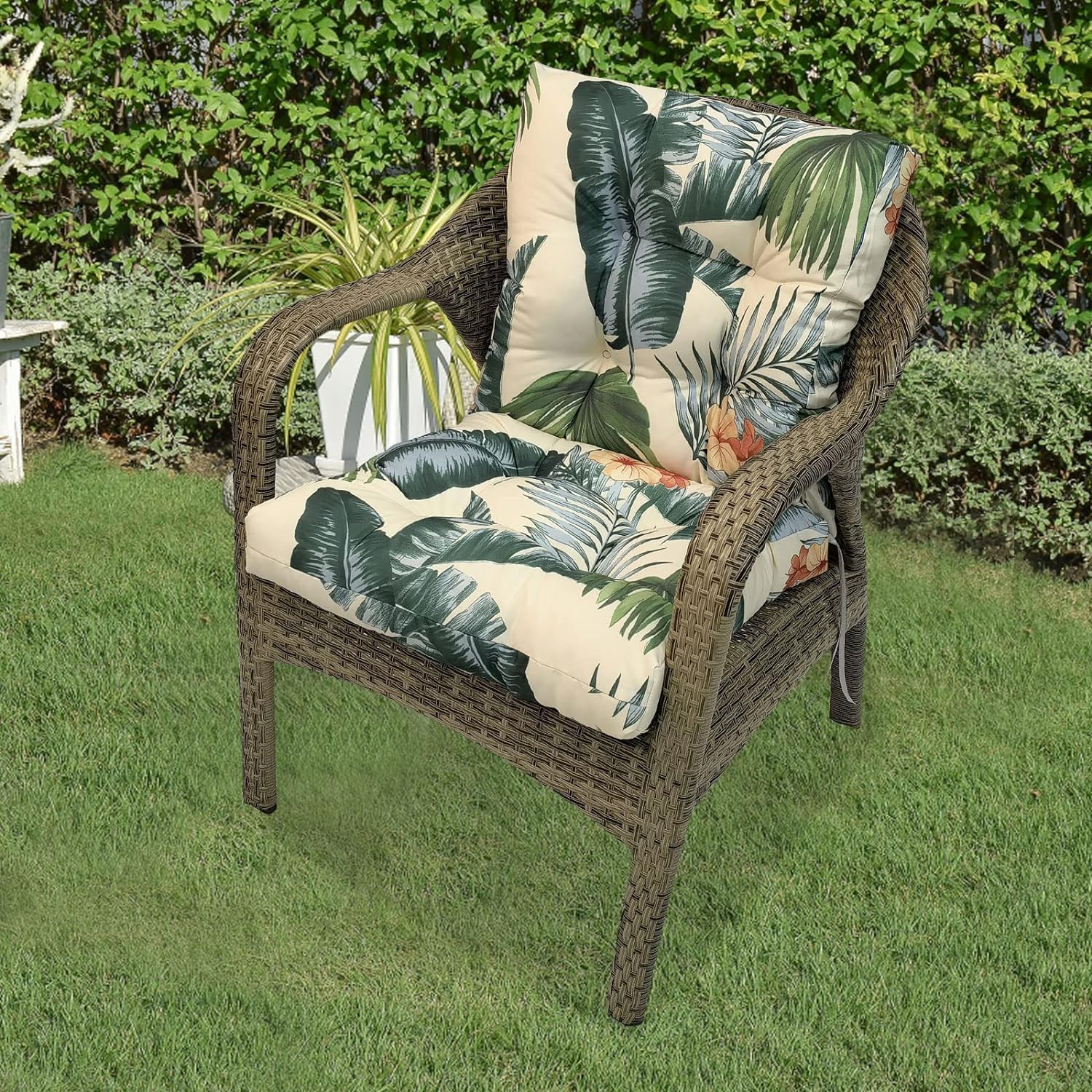 Coussins De Chaise De Patio D'angle Ronds Pour Jardin, Kaki
