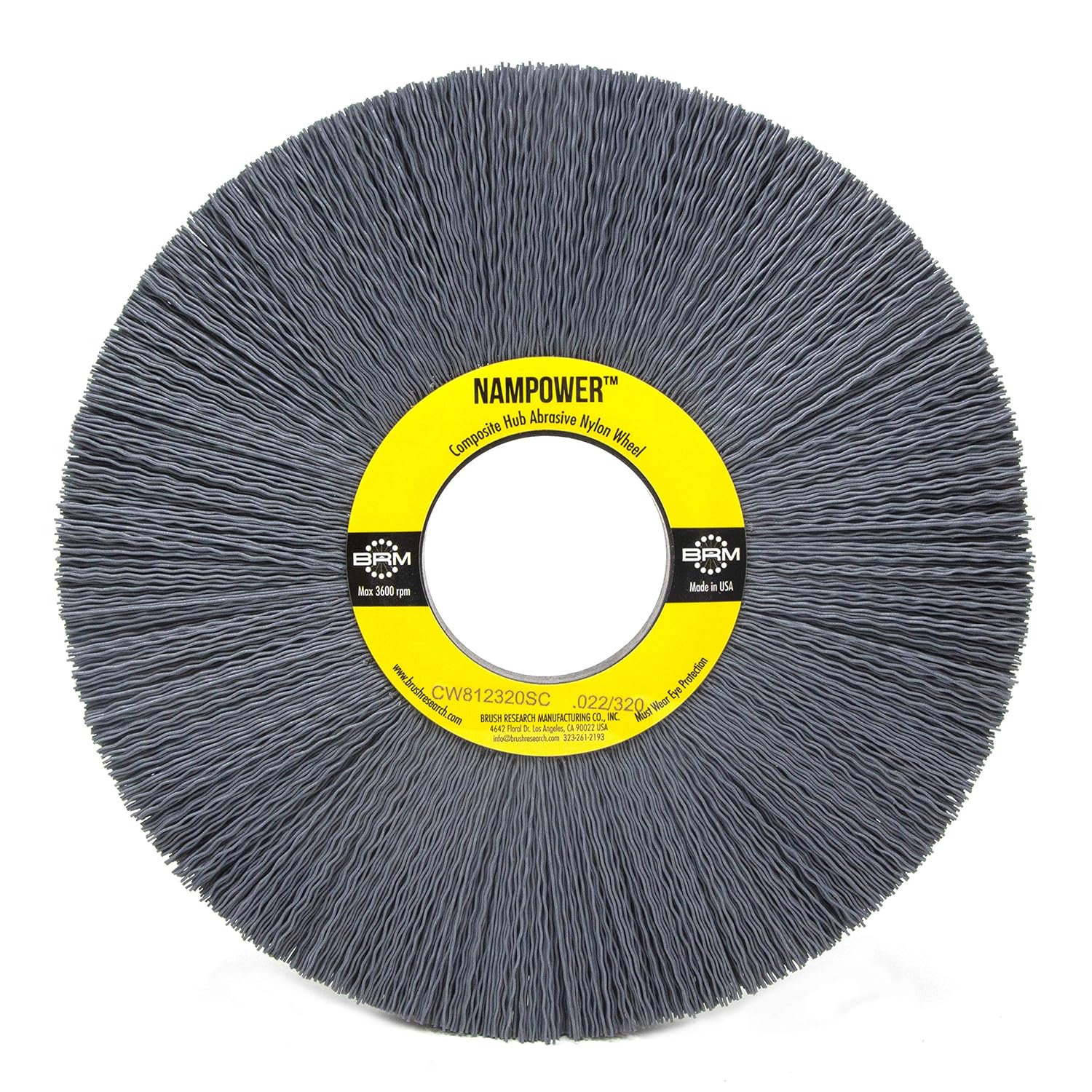 Brush Research CW61040120SC Nampower Composite Hub Abrasive Nylon Wheel Brush, Round Hole, Silicon Carbide Filament, 6" Diameter, 0.040" Wire Diameter, 2" Arbor Hole, 1.5" Bristle Length, (Pack of 1)