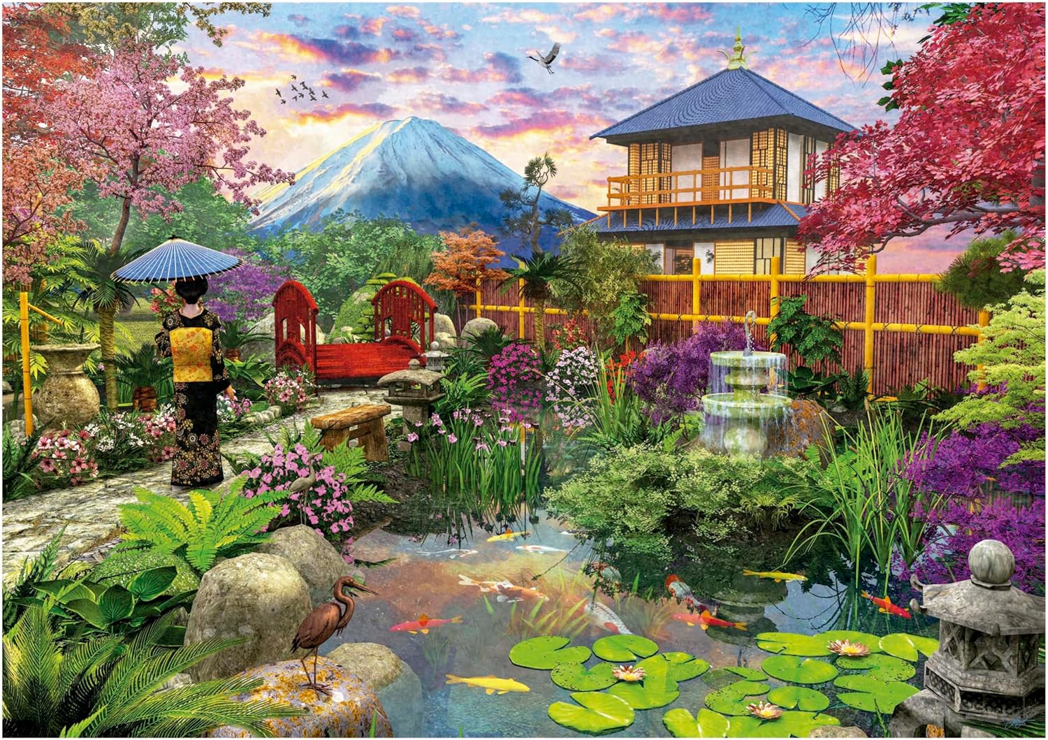 Educa - Japanese Garden | 1500 Piece Puzzle for Adults. Measurements: 33,46" x 23,62". 14 Years Old (19937)