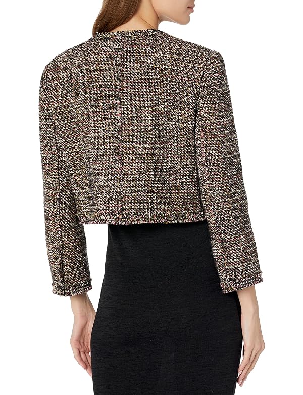 Theory womens Short Cropped Tweed Jacket, Green Multi, 6 US by Theory - Image 2