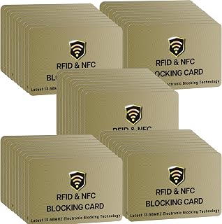 SaiTech IT 50 Pack RFID Blocking Card for Credit Debit ID Card, Golden