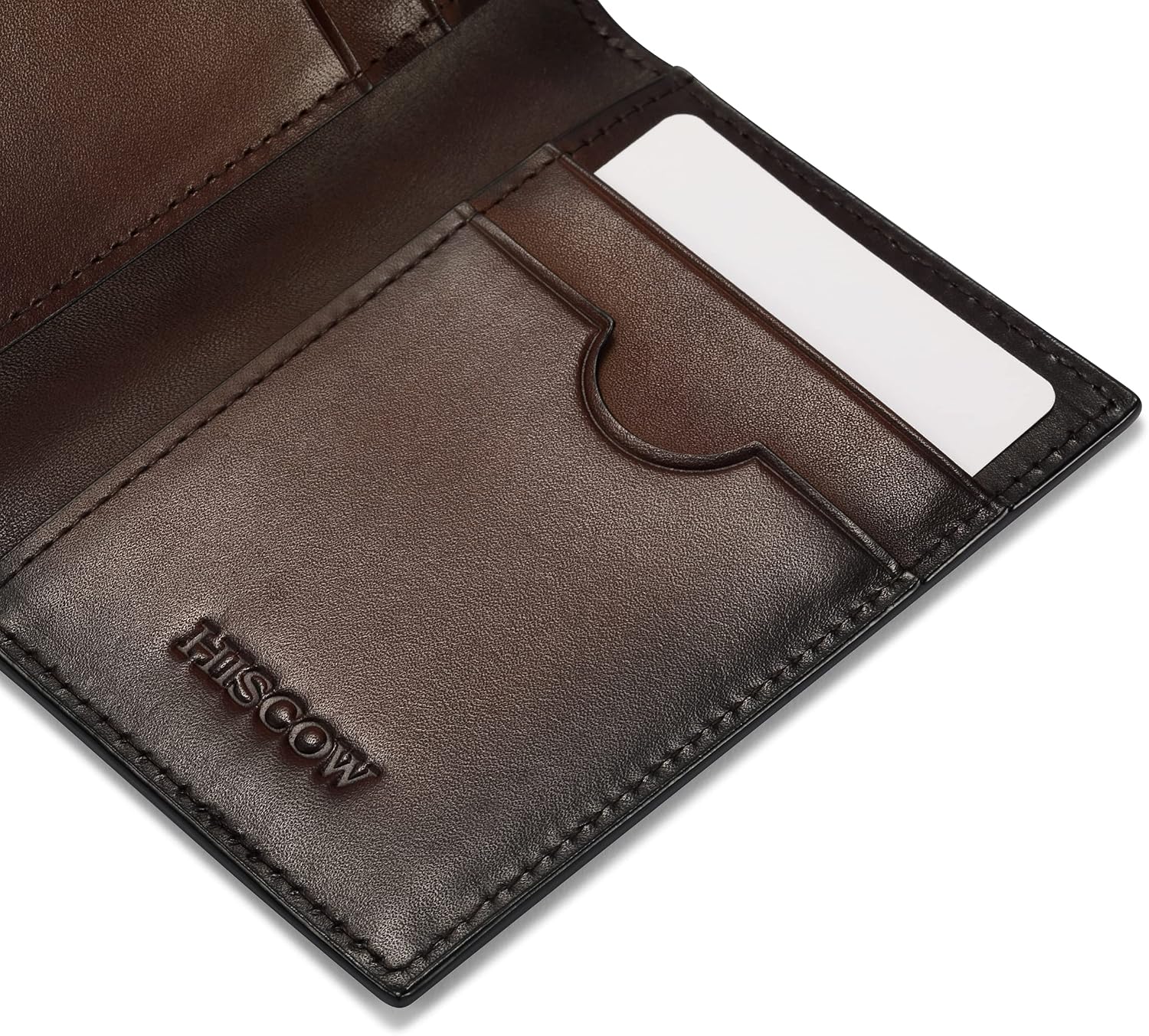 HISCOW Slim Leather Credit Card Holder 4cc for Men & Women, Italian Calfskin (Brush-Off Coffee)
