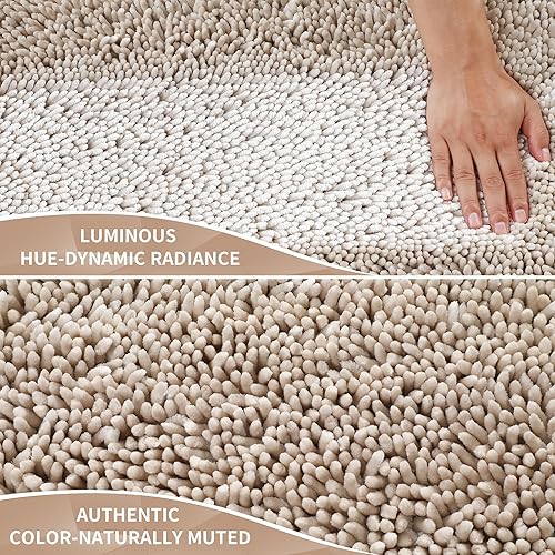 Miniatura 2 de Yimobra Juego de 2 alfombras de baño, lujosas alfombras de baño extra gruesas, tapetes antideslizantes de felpa para el suelo del baño, tapete de