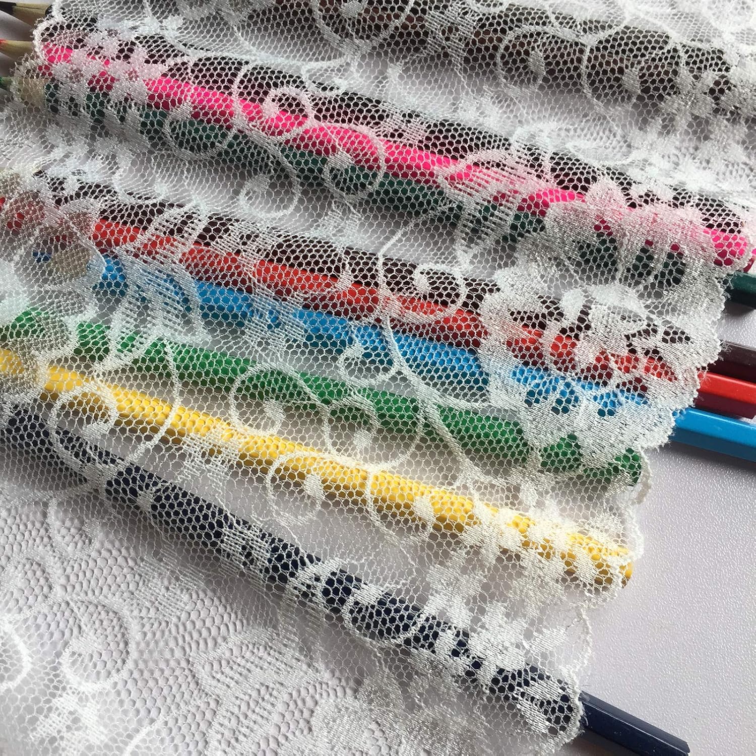 Olive Lace 6 inches Wide Black Stretchy lace Ribbon Elastic Trim Fabric with Floral Pattern for Bridal Wedding Decorations , Sewing DIY Making and DIY Crafts-5 Yards (910 Black)