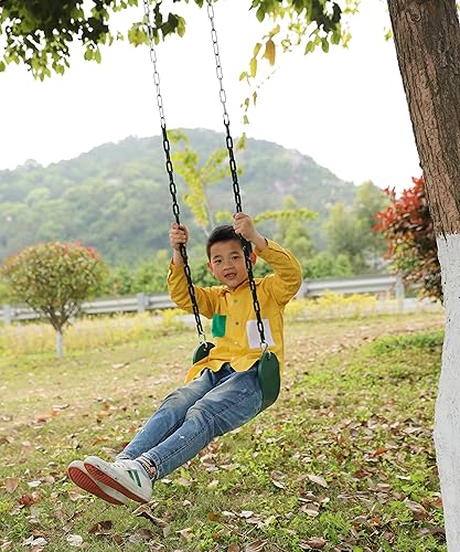 Miniatura 2 de PLAYBERG Columpio de cinturón verde flexible resistente con cadena de metal recubierta