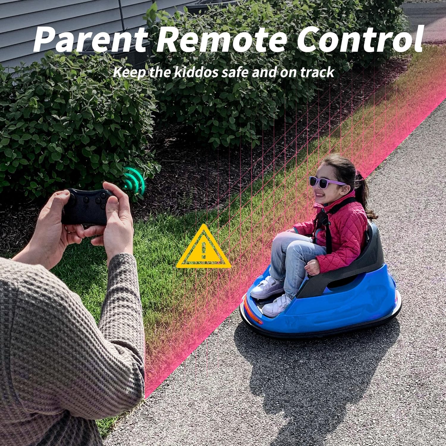 Baby Bumper Car, 6V Electric Kids Bumper Car for Toddlers with Remote Control, Bluetooth - Blue