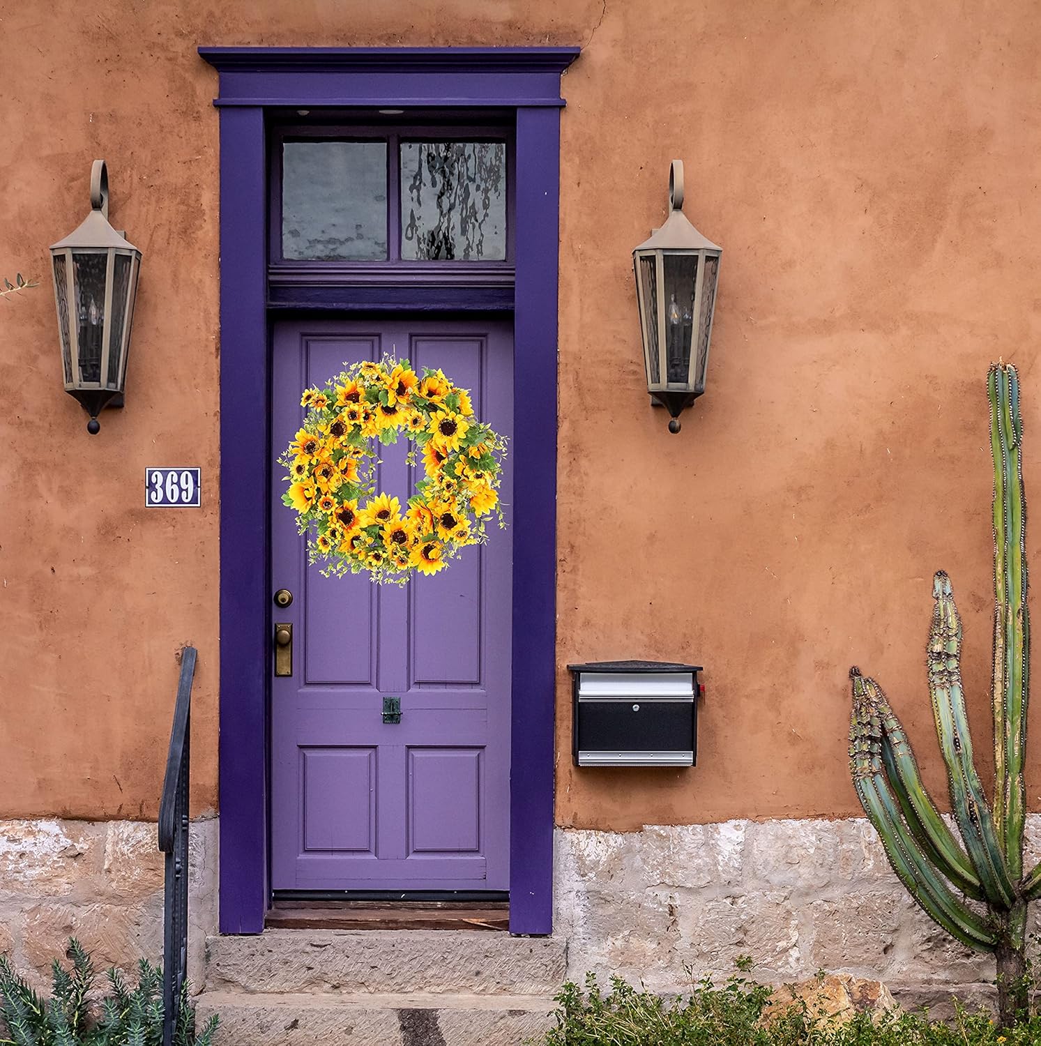 Sunflower Wreath for Front Door All Season 18inch Handmade Artificial Spring Wreath for Front Door Wall Window Wedding Party Home Deco