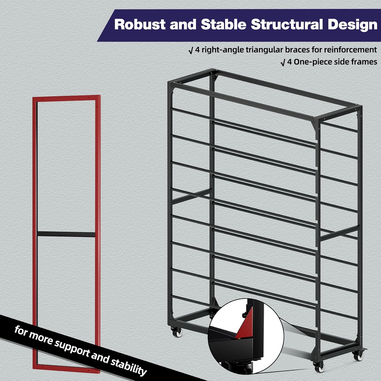 Vinyl Roll Rack Holder Organizer,Heavy Duty Fabric Textile Roll Storage Cart with 16 Removable Bars,Large Display Shelf for Craft Ribbon,Carpet Rolls,Wallpaper,Metal/Black(16 rods)