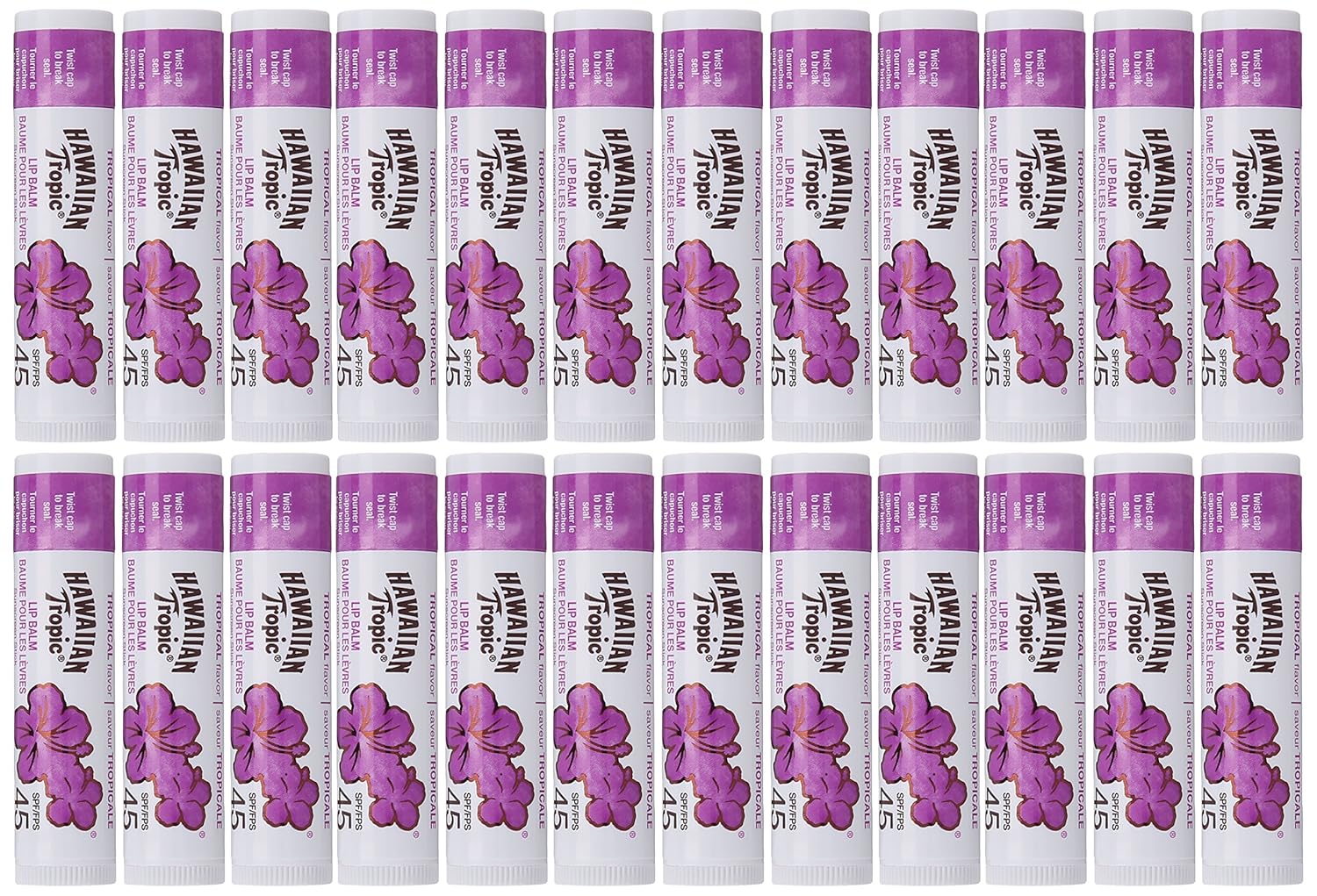 Hawaiian Tropic Sunscreen Tropical Moisturizing Broad Spectrum Sun Care Sunscreen Lip Balm Stick - SPF 45, 0.14 Ounce (Pack of 24) : Lip Balms And Moisturizers : Beauty & Personal Care