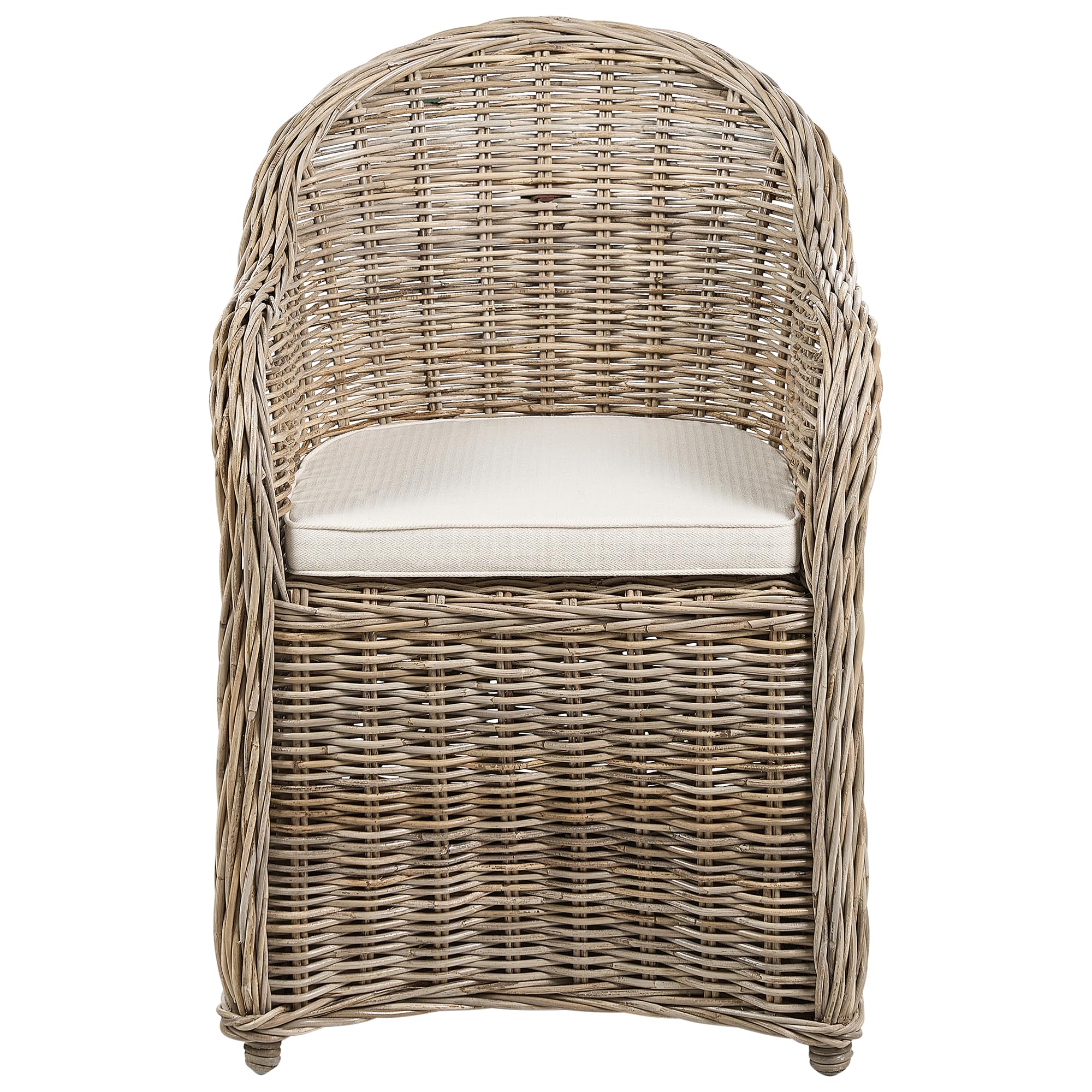 Beliani Poltrona da giardino in rattan naturale con cuscini in cotone bianco