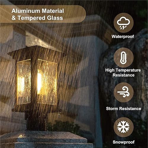 Miniatura 4 de Jetima Lámpara de poste impermeable con acabado de poste para exteriores, lámpara de poste con vidrio templado transparente, bronce aceitado (ORB)