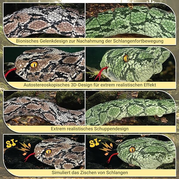 HILKKET Serpent Télécommandé, 64cm Serpent Python Radiocommandé, Jouet Farce RC Serpents Se déplace sur Le Sol et sur l'eau à 5 km/h, Jouets Aquatiques Enfant 3 Ans et + (Y) - 4