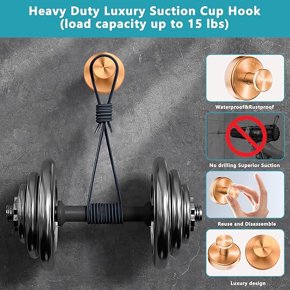 Suction Cup Hooks ,Wreath Hooks Hanger for Front Door,Rose Gold 4 Pcs